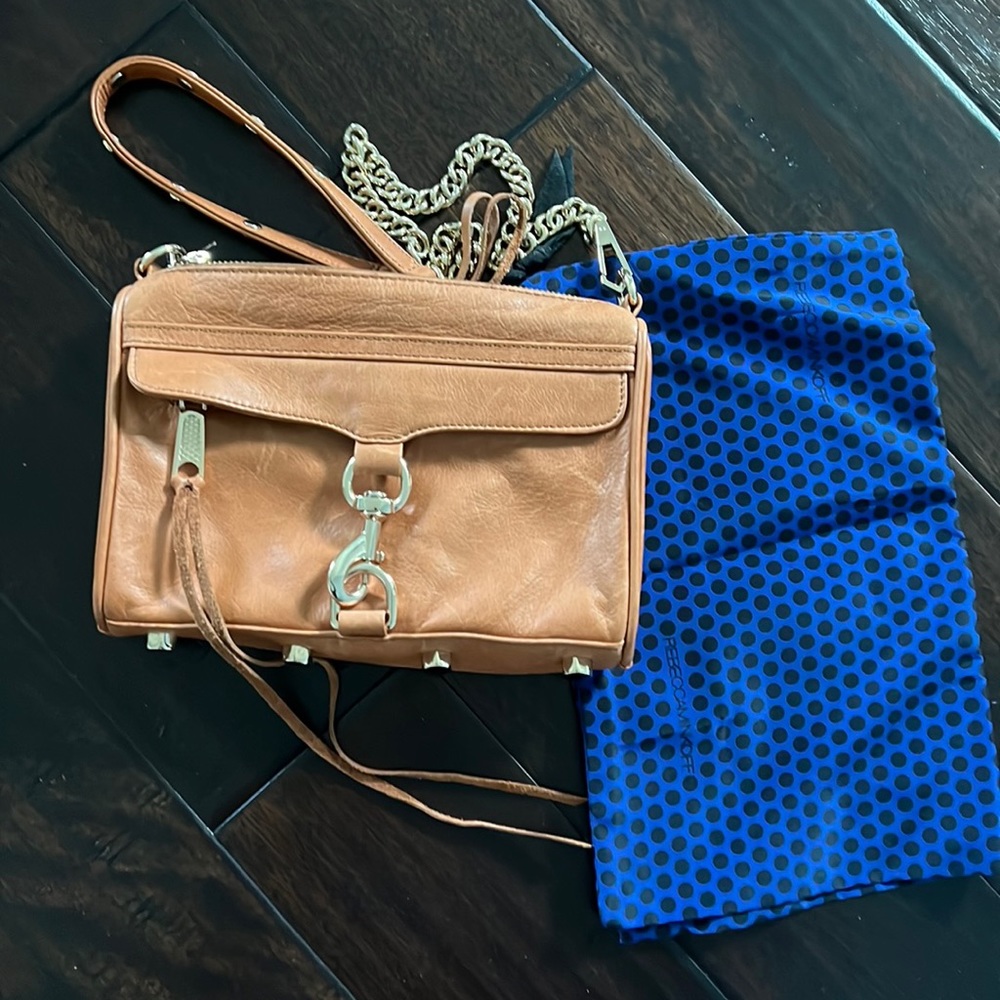 Rebecca Minkoff Mini M.A.C MAC brown leather crossbody bag purse